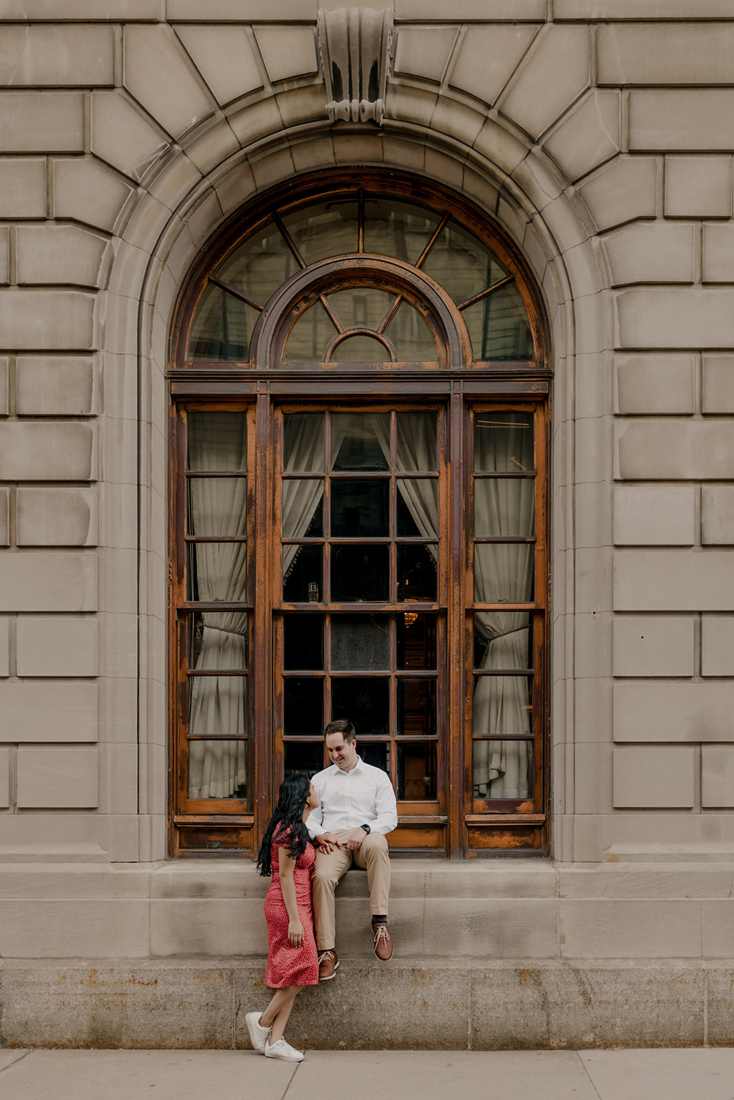 stunning couple pose together after their surprise Boston proposal photoshoot