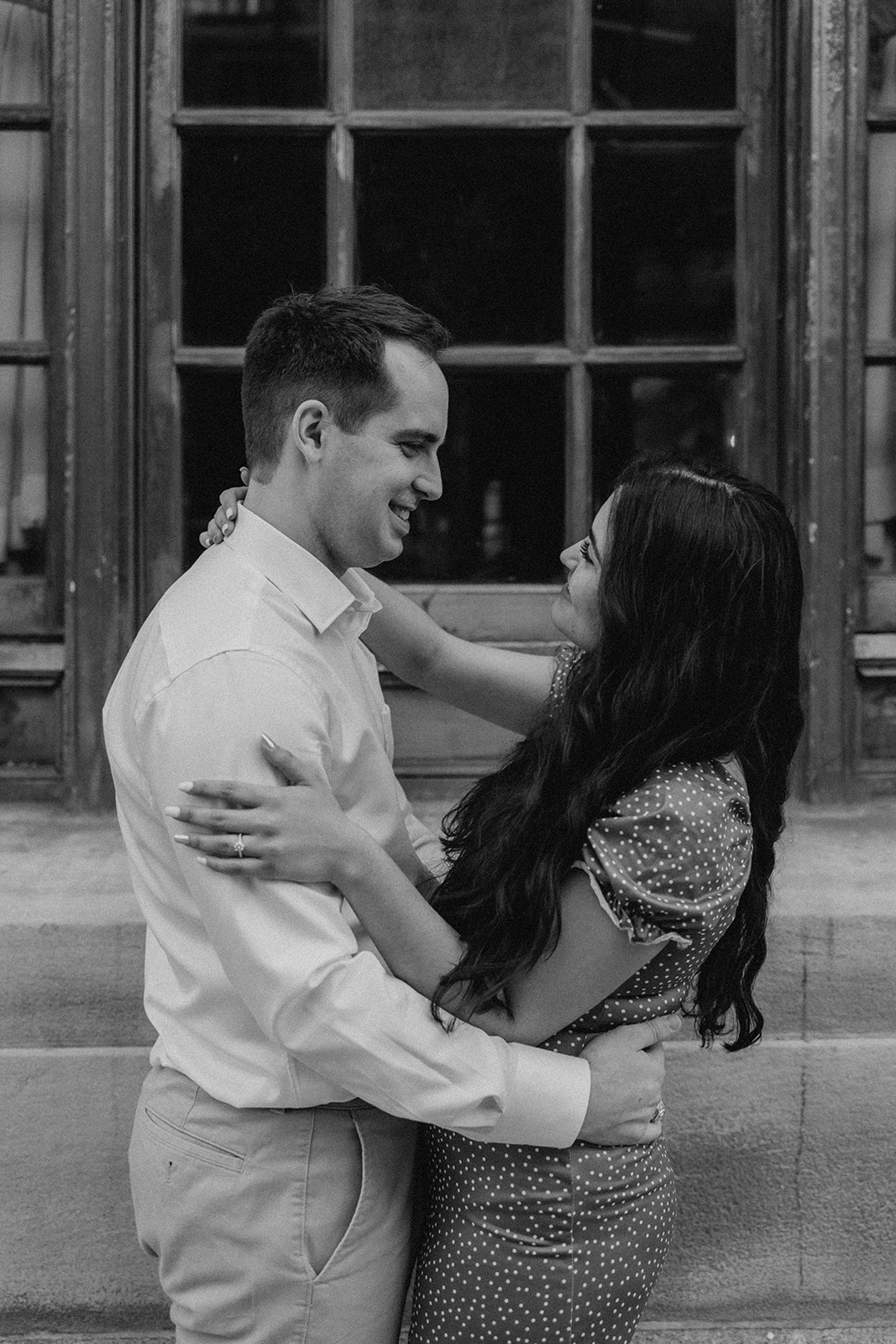 stunning couple pose together after their surprise Boston proposal photoshoot