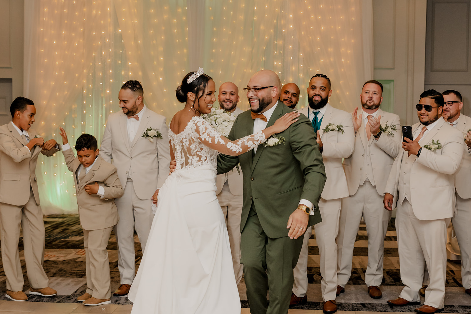 bride and groom share their first dance together 