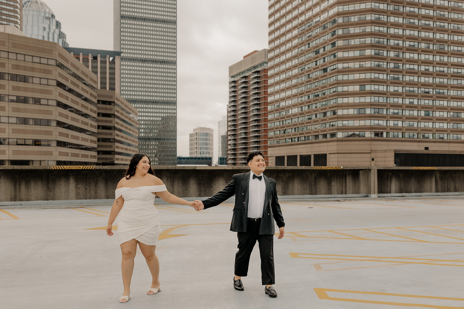 Boston engagement photos with the downtown skyline in the background