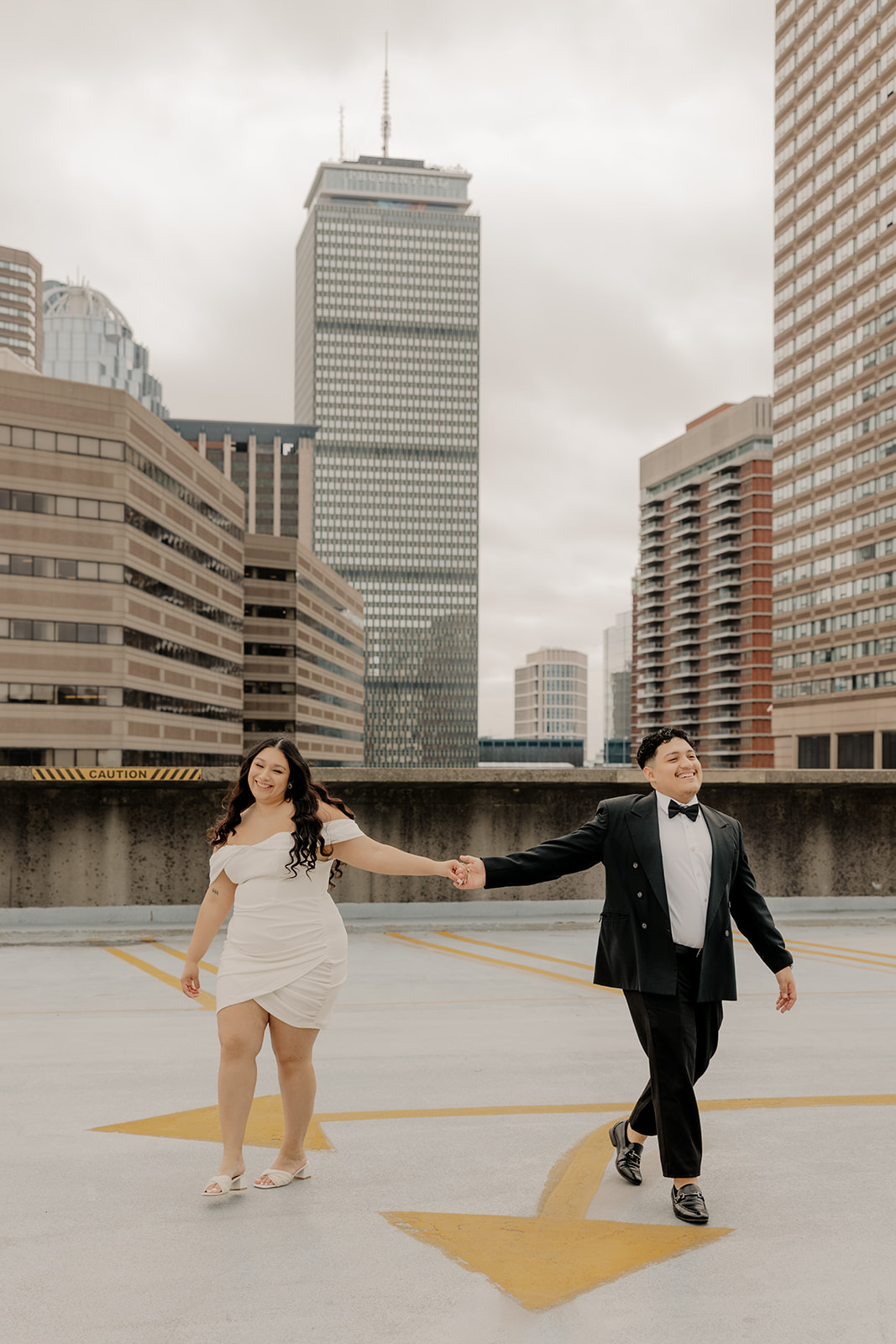 Boston engagement photos with the downtown skyline in the background