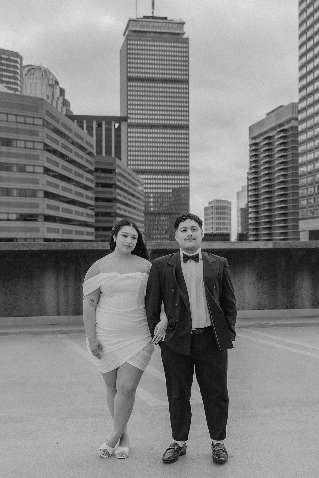 Boston engagement photos with the downtown skyline in the background