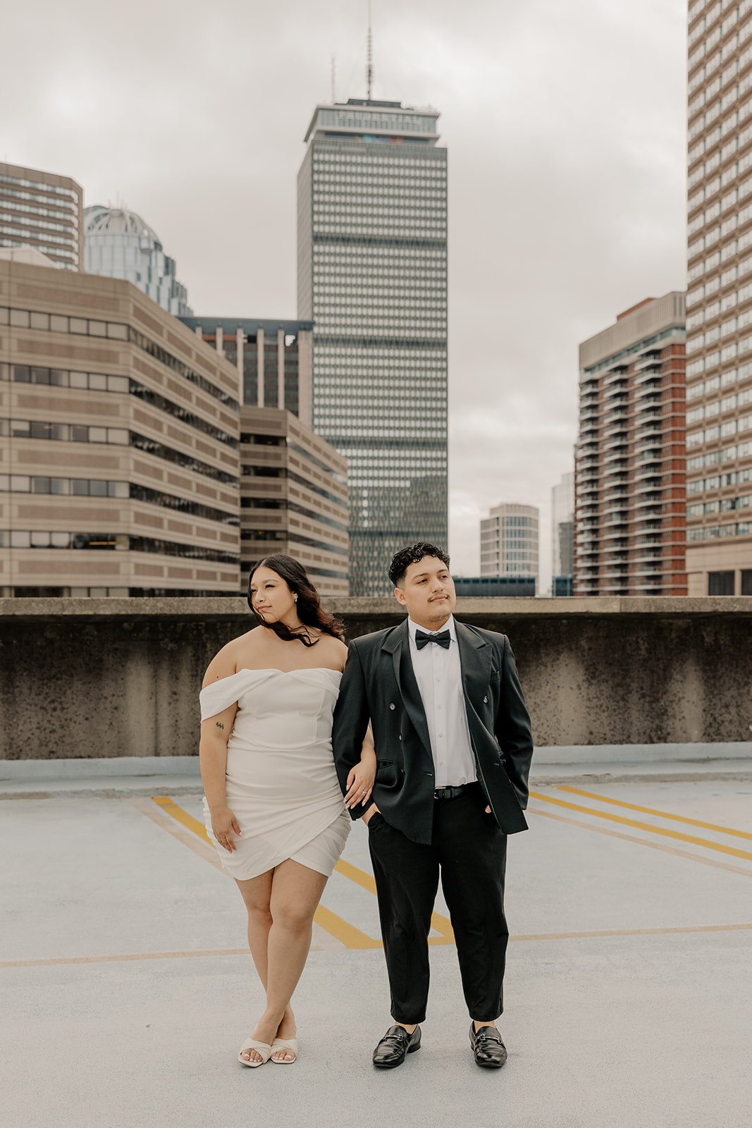 Boston engagement photos with the downtown skyline in the background