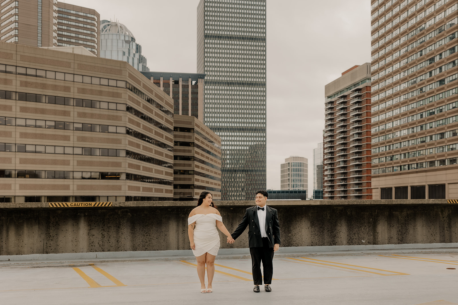 Boston engagement photos with the downtown skyline in the background