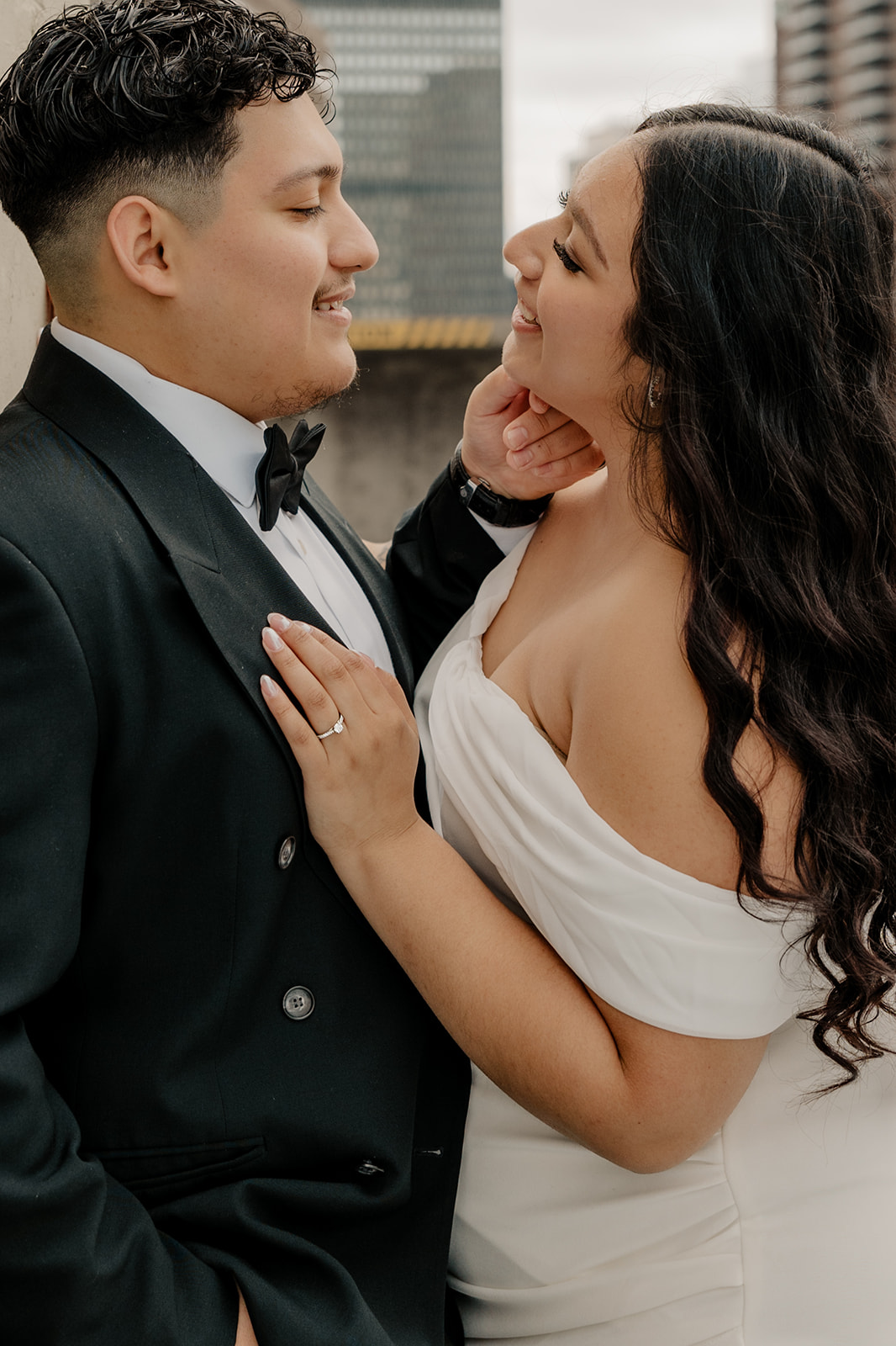 Boston engagement photos with the downtown skyline in the background