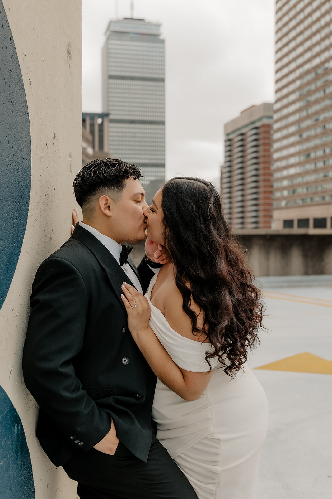 Boston engagement photos with the downtown skyline in the background