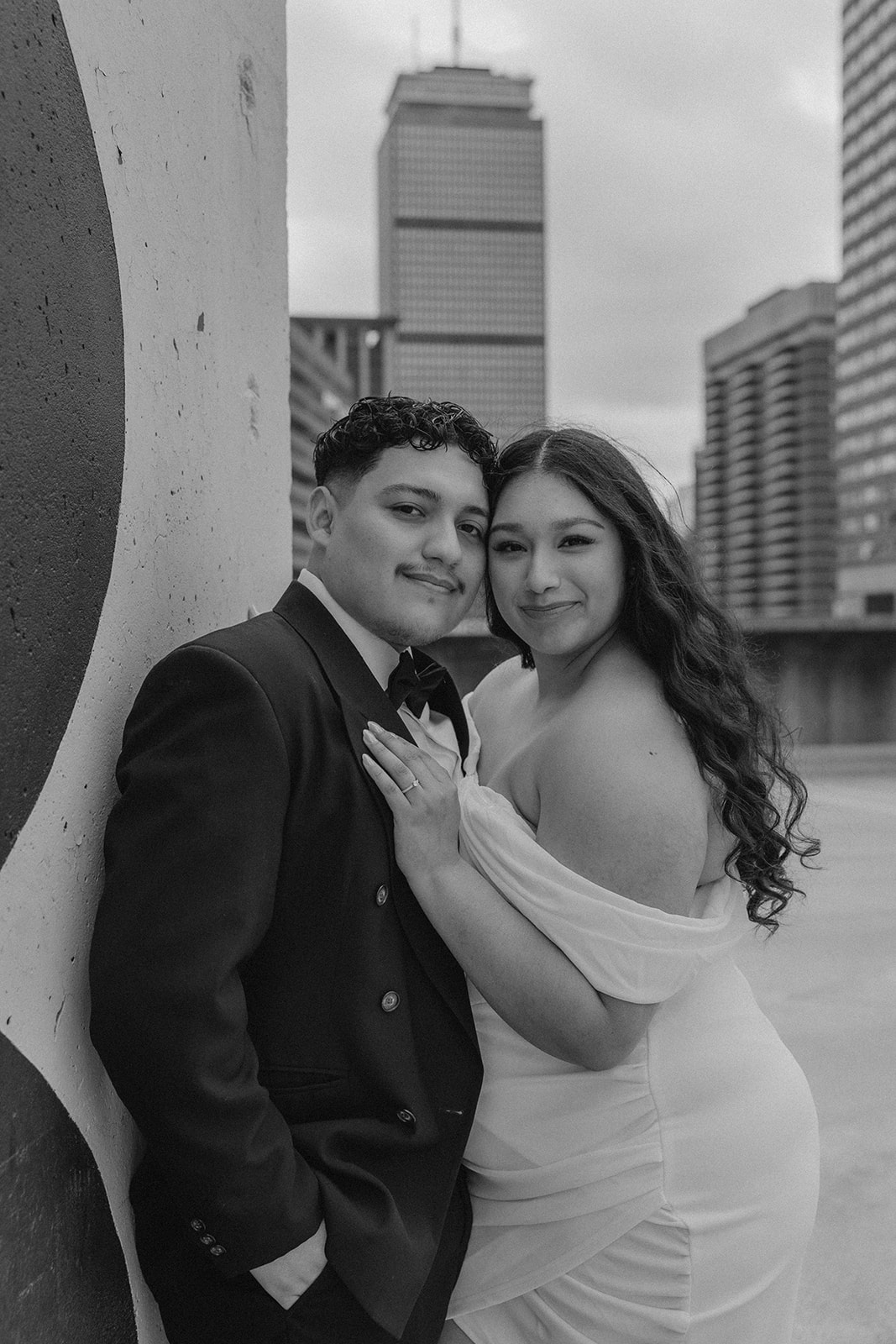 Boston engagement photos with the downtown skyline in the background