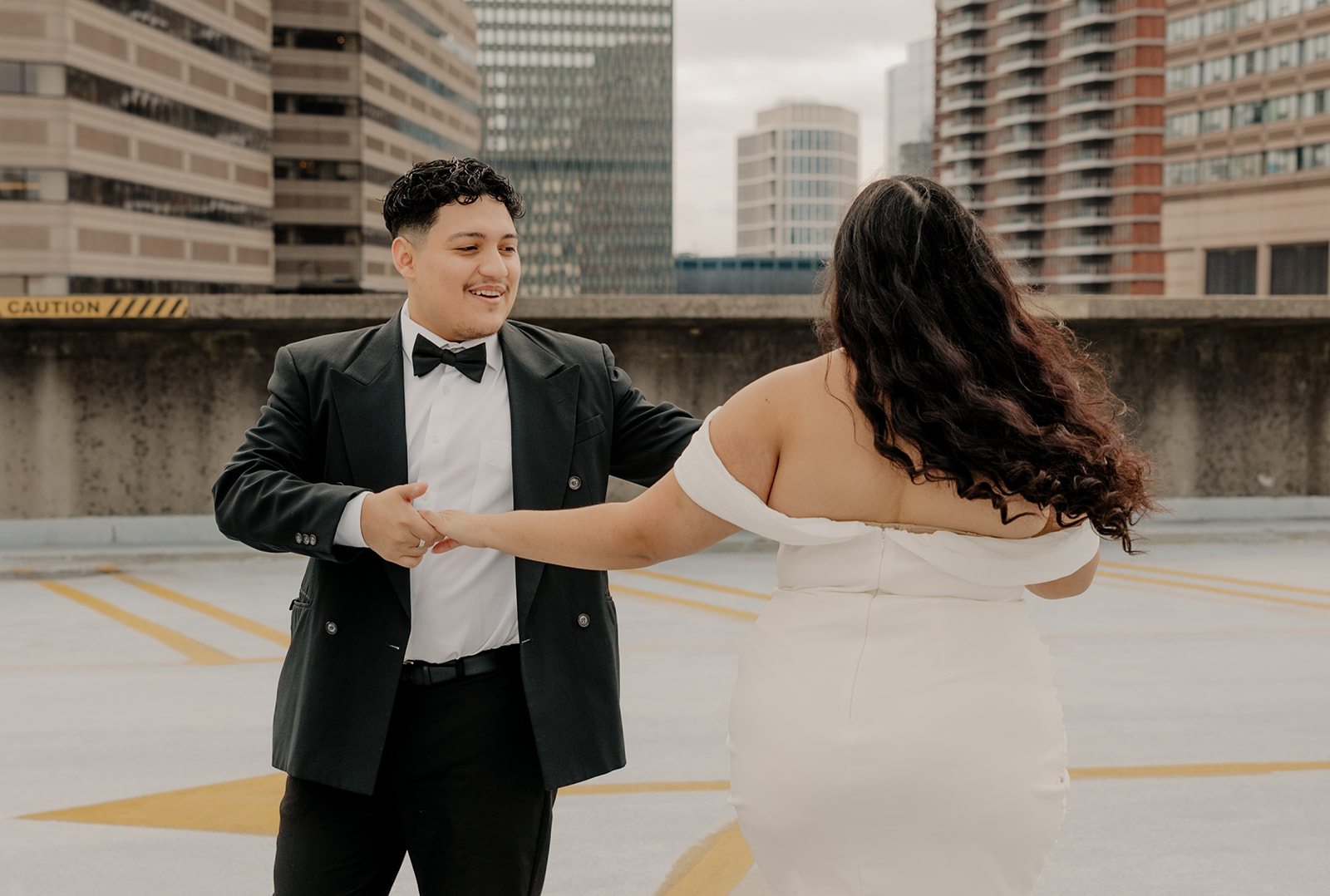 Boston engagement photos with the downtown skyline in the background