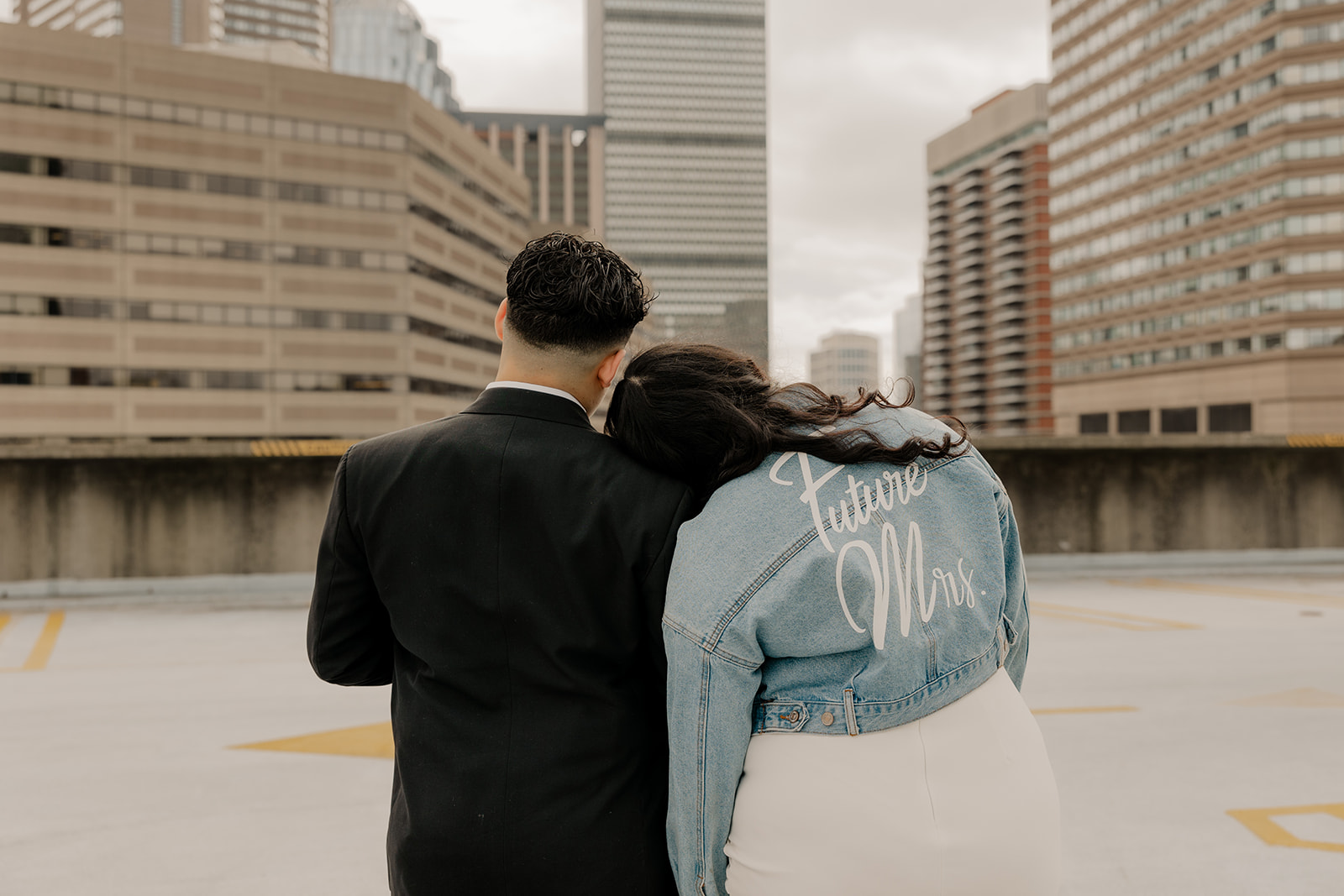 Boston engagement photos with the downtown skyline in the background