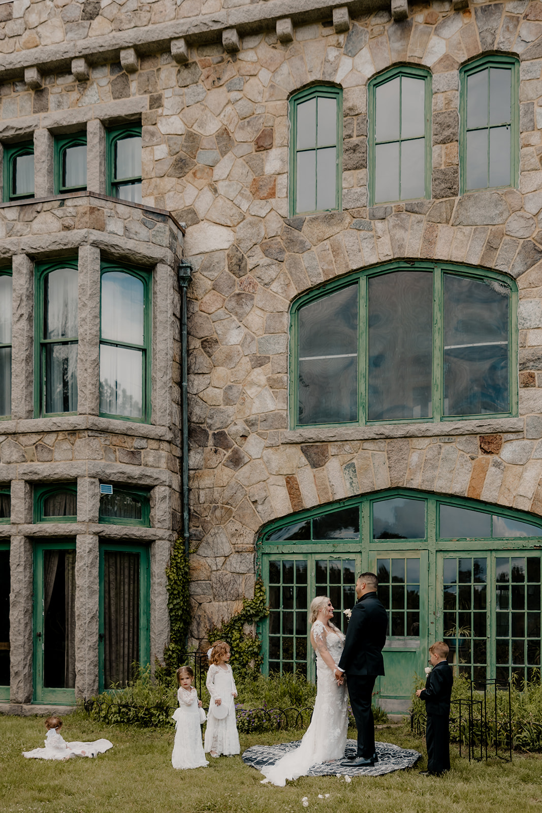 family poses during their dreamy Boston elopement ceremony