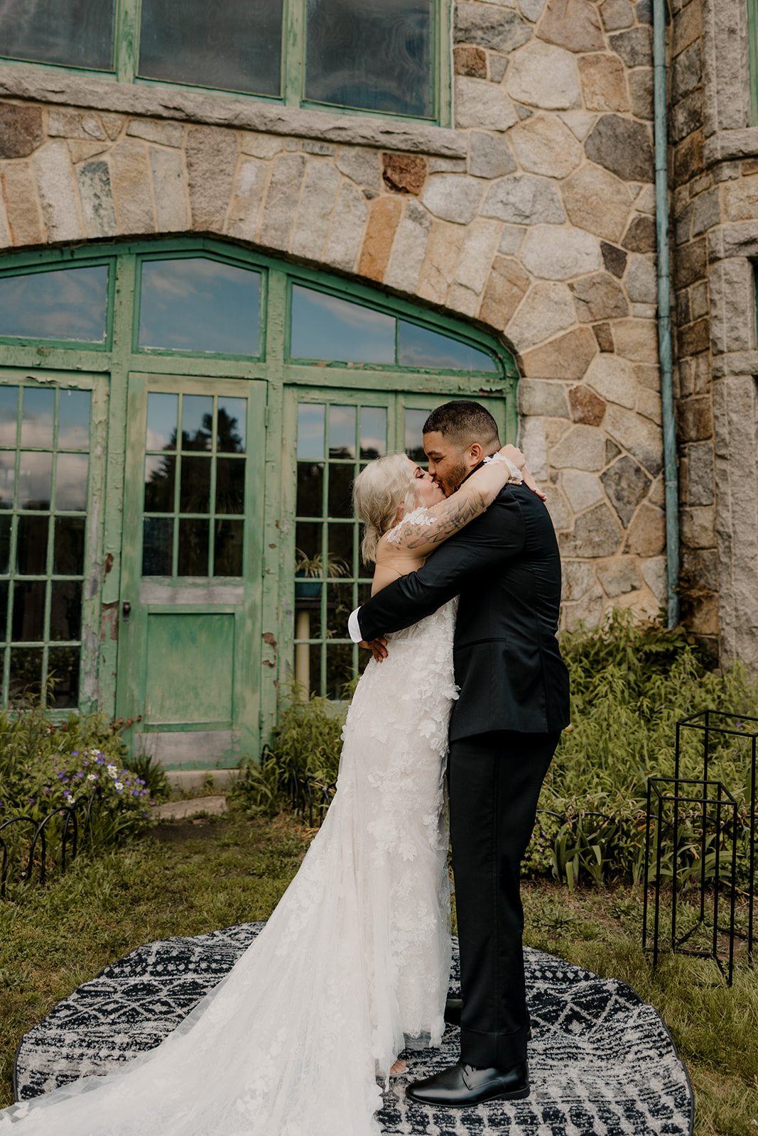 bride and groom embrace after their East Coast elopement