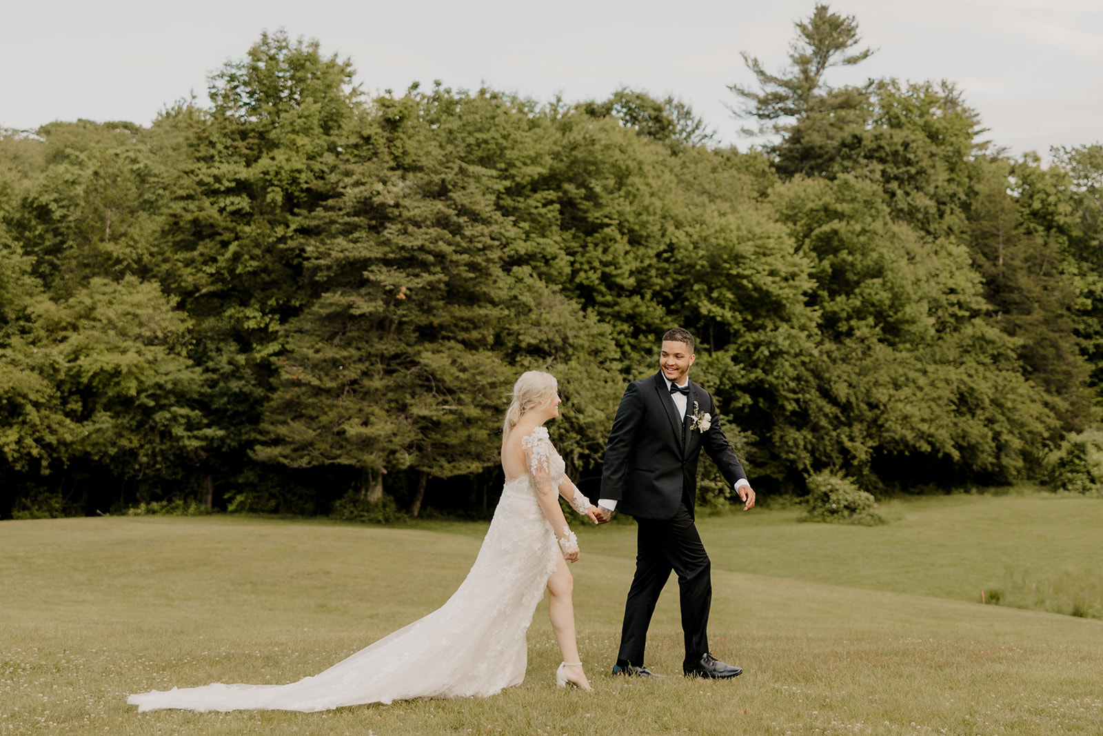 bride and groom pose on their dreamy Boston elopement day