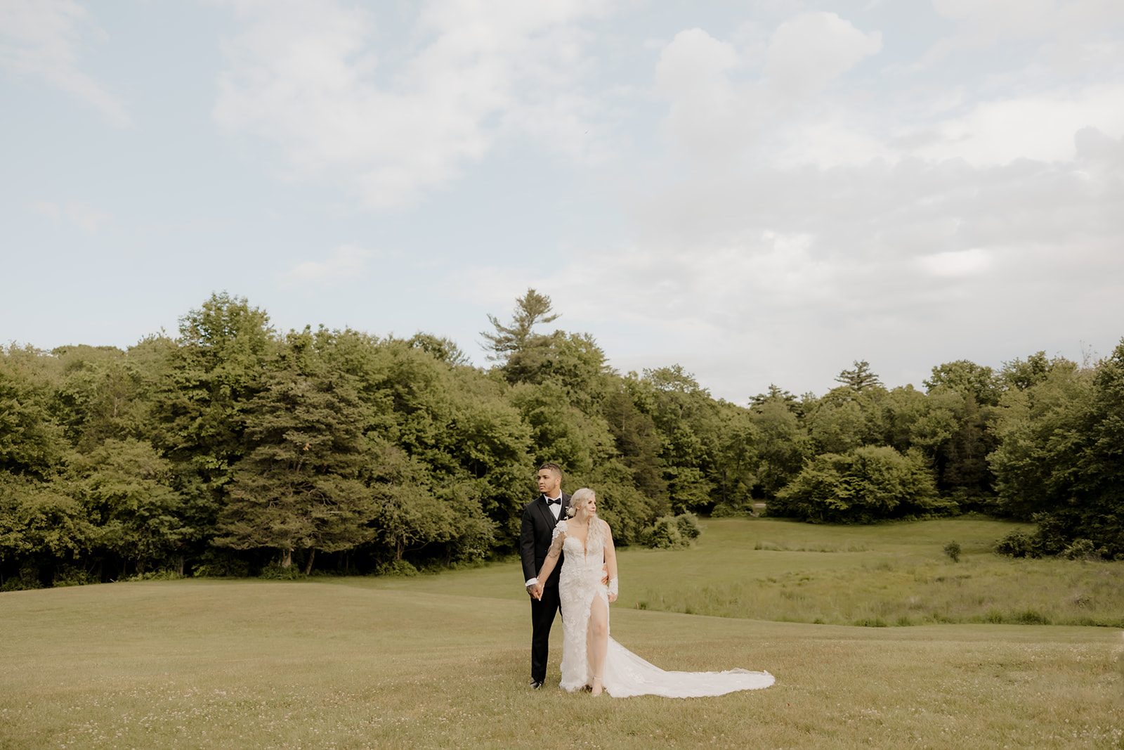 bride and groom pose on their dreamy Boston elopement day