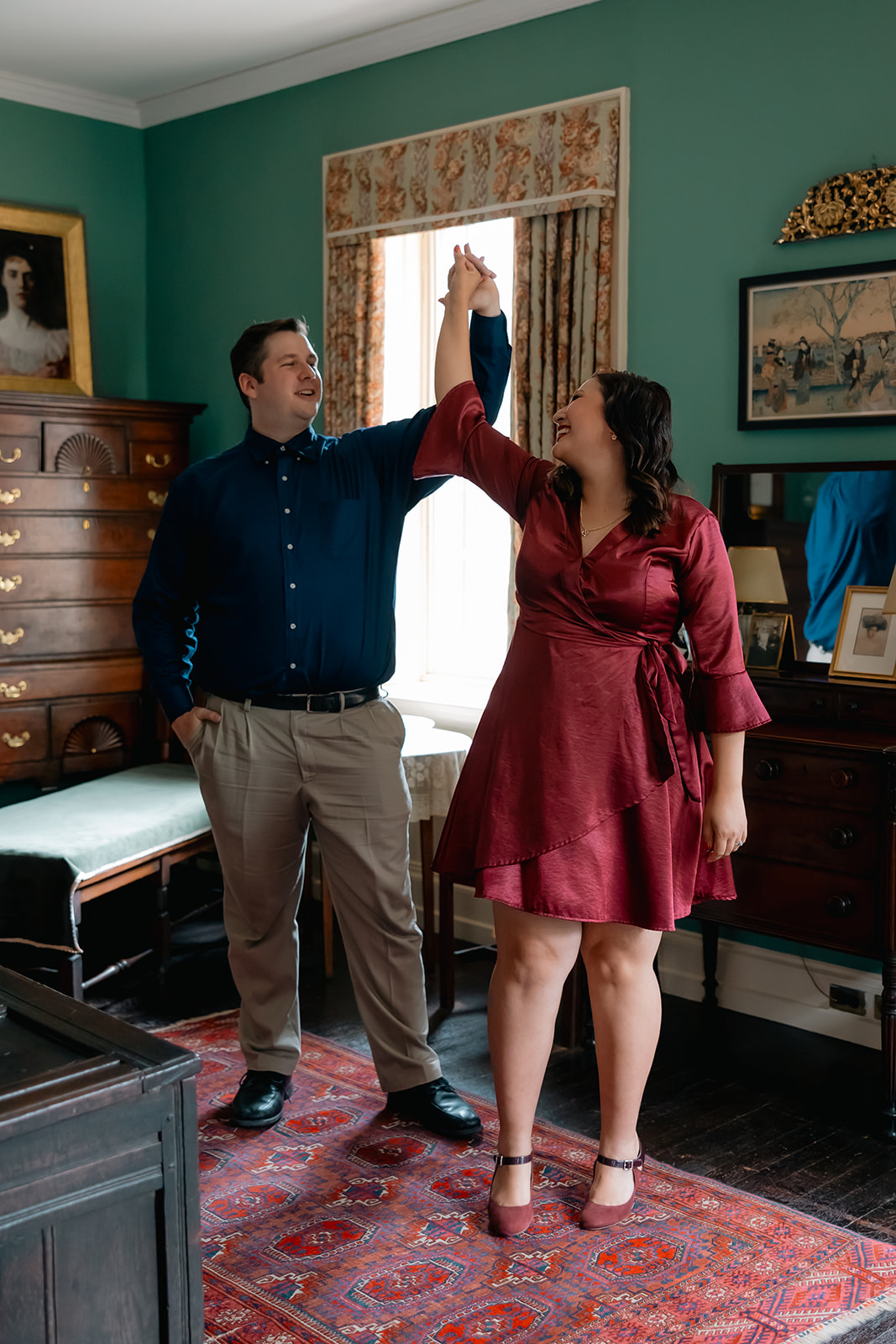 beautiful couple pose together during their Boston engagement photoshoot