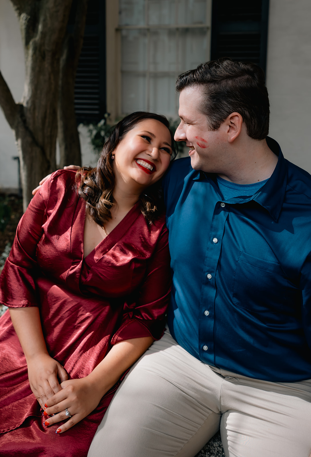 beautiful couple pose together during their Nichols House museum engagement photoshoot in Boston