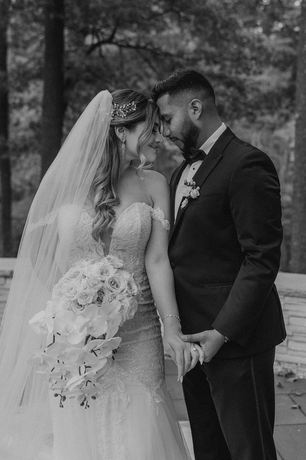 beautiful bride and groom pose together after their dreamy Fall Boston wedding day