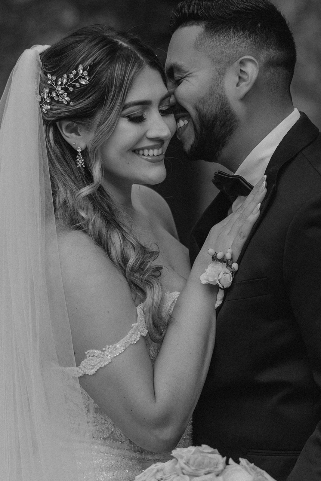 beautiful bride and groom pose together after their dreamy Fall Boston wedding day