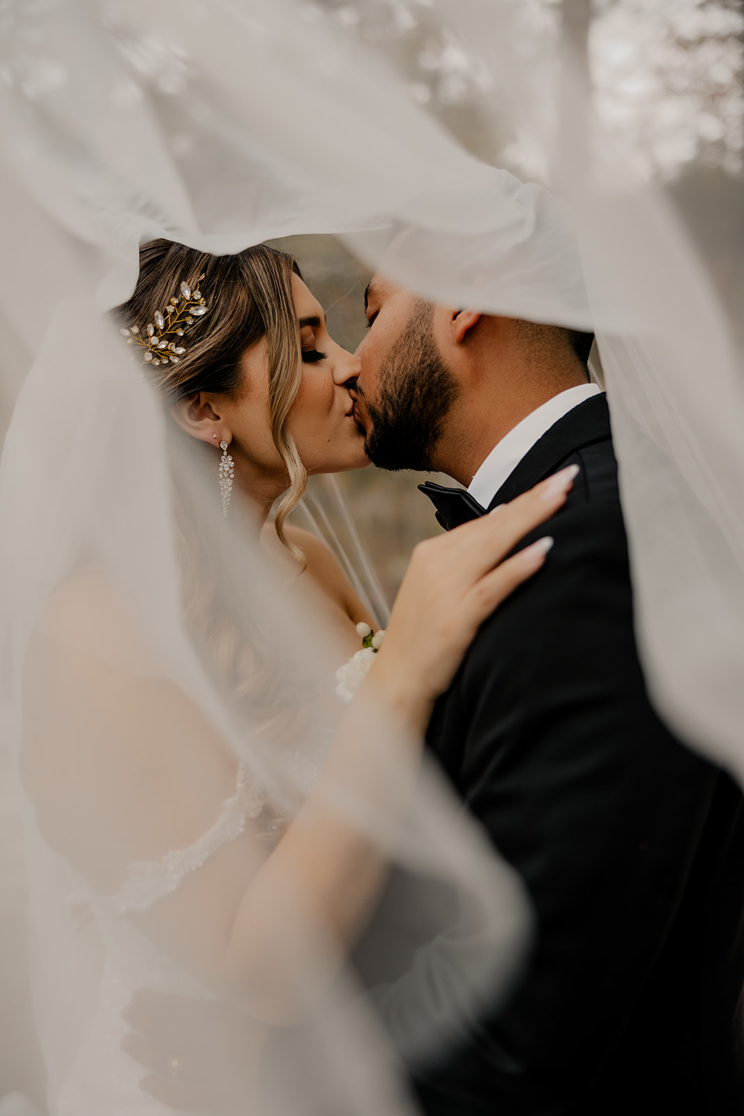 beautiful bride and groom pose together after their dreamy Fall Boston wedding day