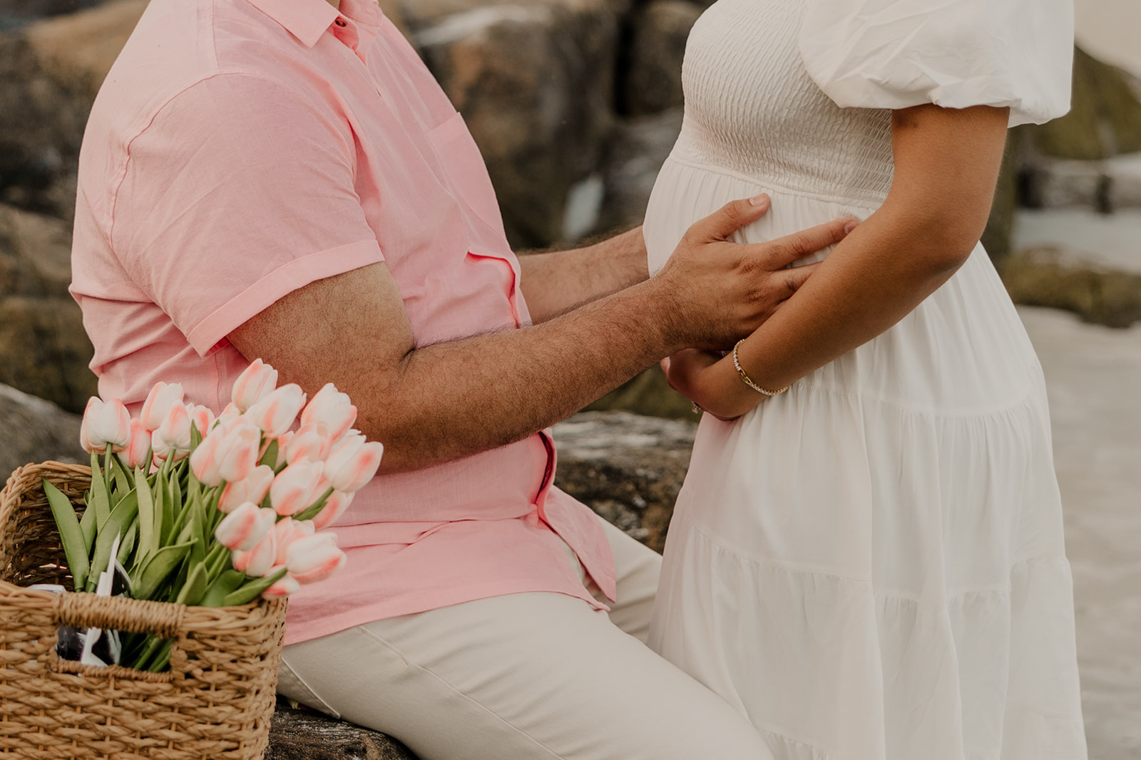 stunning couple pose together during their maternity photoshoot