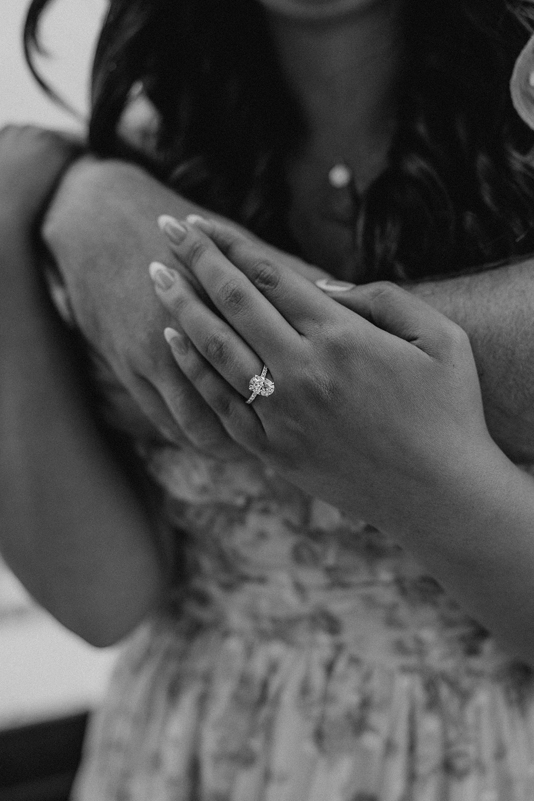 engagement ring photo on hand